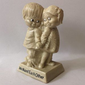 Vintage R & W Berries Boy & Girl "We need each other" Resin Figurine 1970